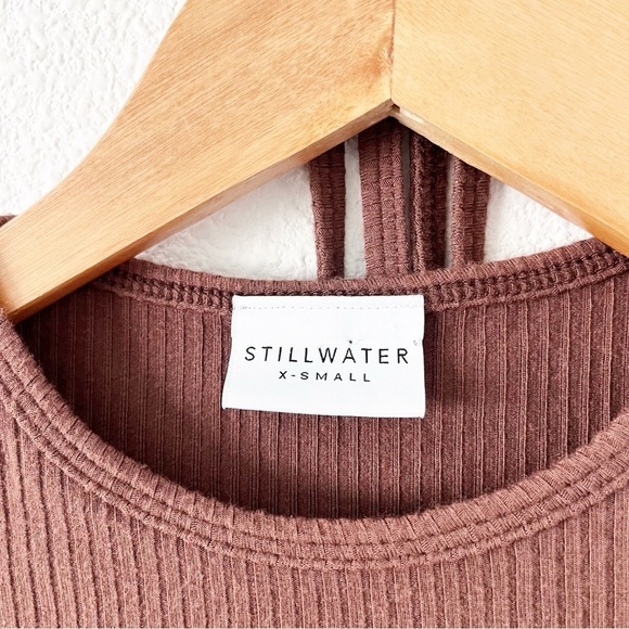 Stillwater Rib Cross Chocolate Brown Long Sleeve Crop Top - Picture 4 of 8